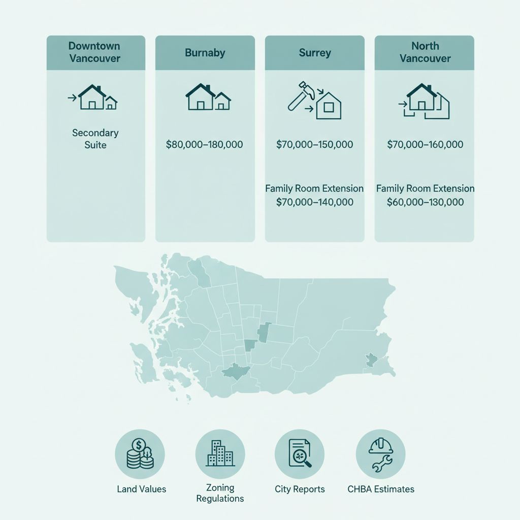 Infographic comparing average home addition costs in Vancouver neighborhoods